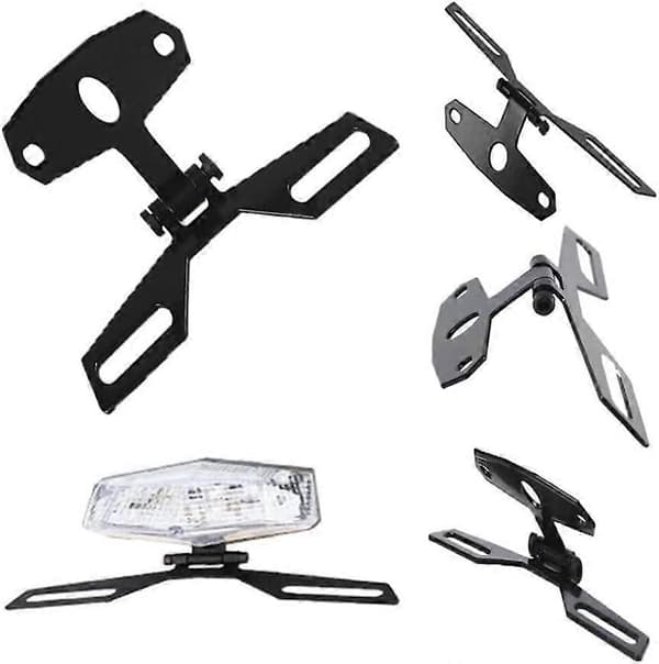 Motorcycle License Plate Holder Adjustable Foldable License Plate Bracket Taillight Mount Accessory (FMY)