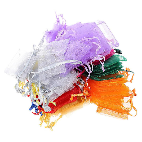 100 st Organza Dragkedjeväskor Organza Presentpåsar Smycken Dragkedjeväskor Godispåsar Blandade Färger