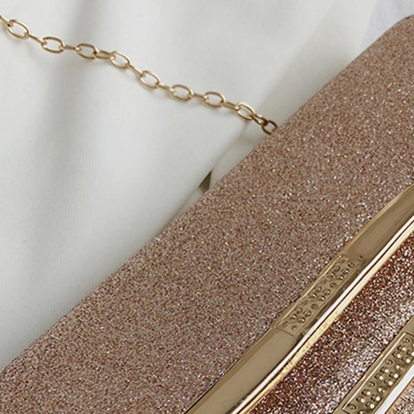 Kvinders Glitter Sequined Envelope Clutch Aftenspose Prom Crossbody Kæde Håndtaske Sort