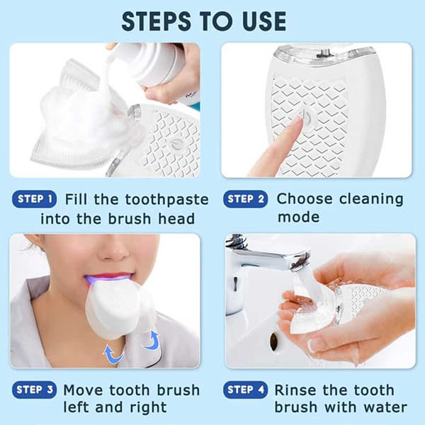 Fully Automatic 360° Electric Toothbrush - Vibrating Sonic Toothbrush White white