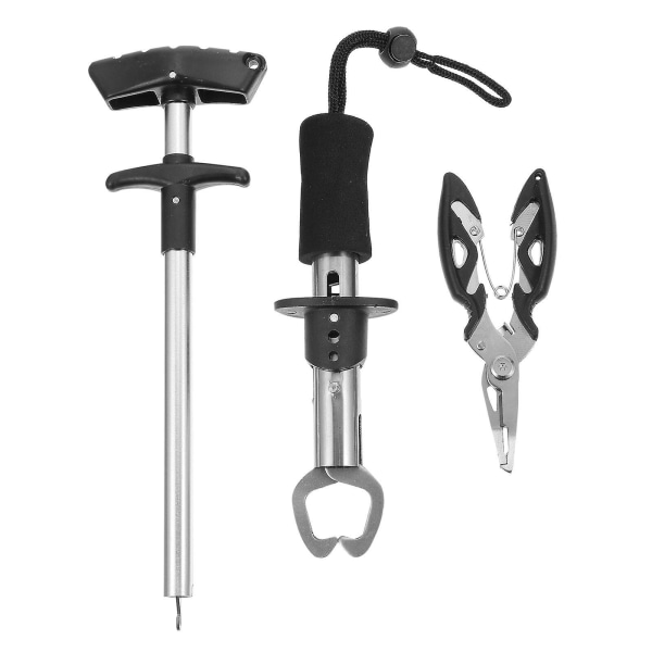 1 Sæt Udendørs Fiskeri Tang Fiskelæbe Griber Fiskekrog Fjerner Kit Sort 27.5X7CM Black 27.5X7CM