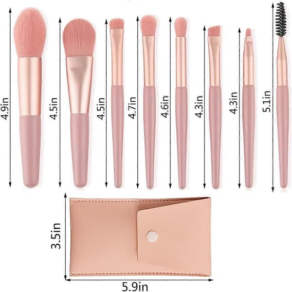 Professional Makeup Brushes Set Mini Makeup Brushes 8pcs Portable Makeup Kit Premium Makeup Brushes Kit with PU Leather Bag