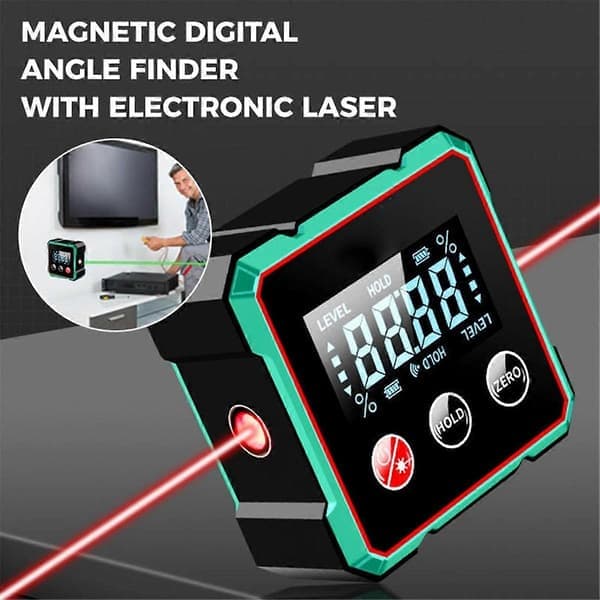 Magnetic Digital Protractor with Electronic Laser Meter, Protractor, Inclinometer, Spirit Level with Magnets