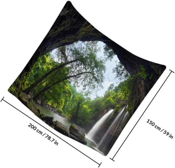 Forest Waterfall Tapestry, Terylene Background, Multifunctional and Easy to Clean Hanging Decor
