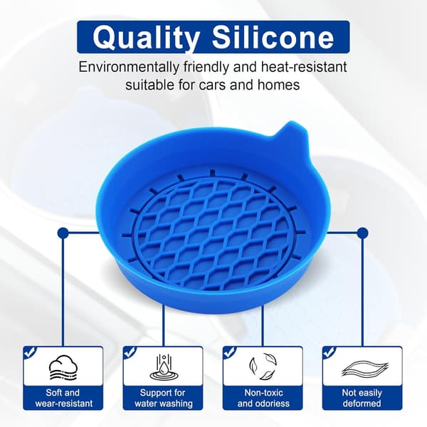 Car Cup Holder Coasters, Silicone Cup Holder Insert, Universal Non-Slip Cup Holders, Interior 4-pack Blue Blue