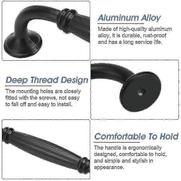 Modern Black Cabinet Handles - 10 pcs 128mm Door Handles