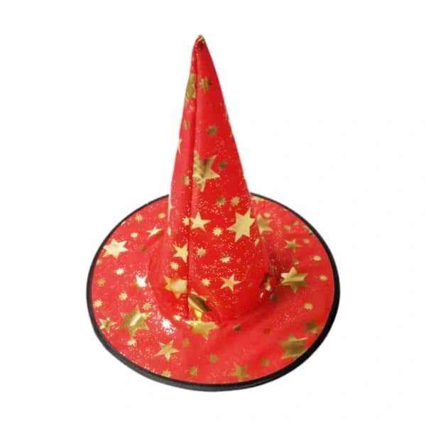 Halloween Witch Hat Comfortable Wide Brim Creative Pointed Top Hat for Women Orange Red 38cmx35cm