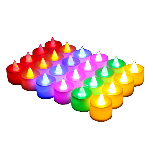 24 pakkauksen liekettömät kynttilät - 7 väriä vaihtava paristokäyttöinen led-teevalo - elektroniset väärennetyt kynttilät - koristeet