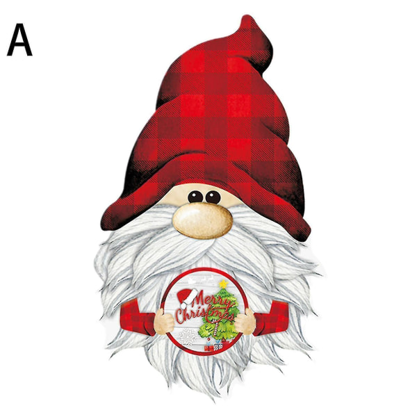 Gnome Velkomstskilt Træ Ansigtsløs Elf Hængende Dørplade Forside: (rød) (1 stk)