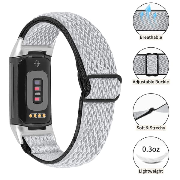 Fitbit Charge 5 -ranneke Nylon Harmaa/Musta (BT)