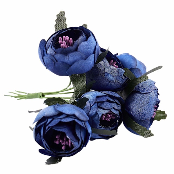 Simuleringsbukett av sidenblommor Brud som håller blommor Dekorativa blommor (Blå Lila) Enkel blomdiameter på ca 4 cm