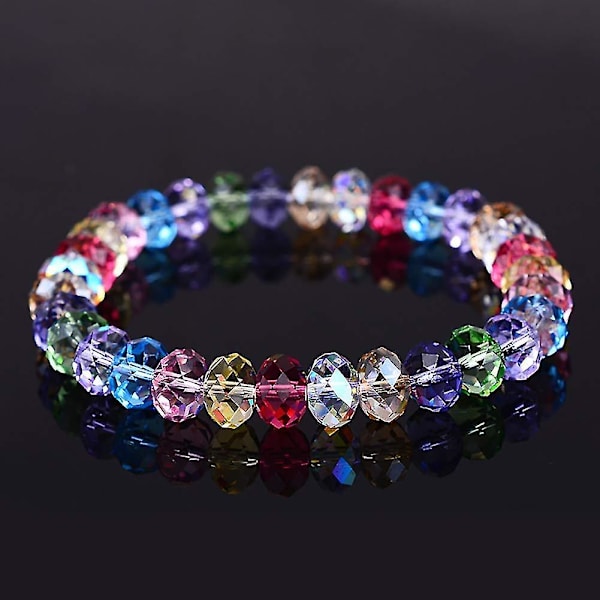 300 stk Glasperler, 8mm 10 Farver Perler Krystalperler