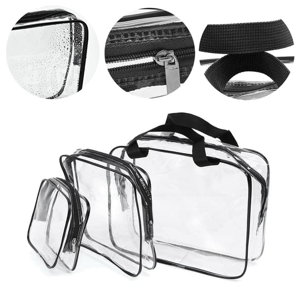 Transparent kosmetiktaske, 3 stk.