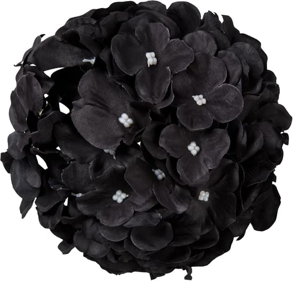 Sort sæt med 10 kunstige silkeblomster med broderede kugleblomster