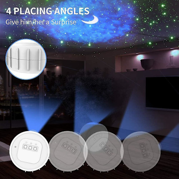 Stjernelys-projektor Kompatibel med Soverom, Oppladbar Stjerneprojektor Trådløs Stjernelys Himmellys Galaxy