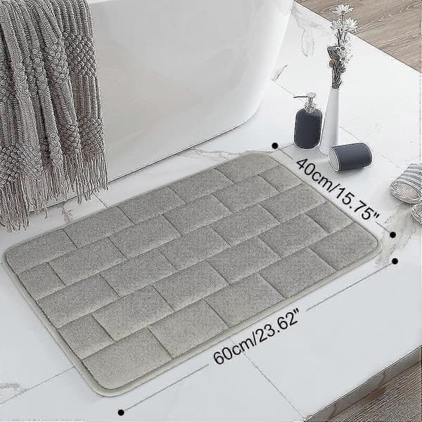 Badeværelsesmåtte Superabsorberende Vand Skridsikker Memory Foam Bademåtter Til Badeværelse Maskinvaskbar Hurtigtørrende 40 X 60 Cm Lysegrå