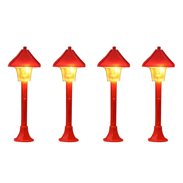 4 Pcs Miniture Decoration Model Railway Train Lamp Mini Street Lamp Post Plastic Playhouse Mini Stre