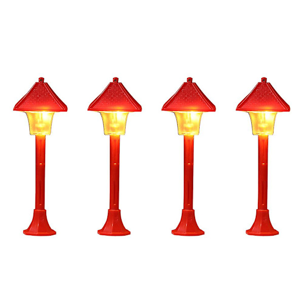 4 stk Miniatyr Dekor Modell Jernbanetog Lampe Mini Gate Lampe Plass Plast Dukkehus Mini Stre