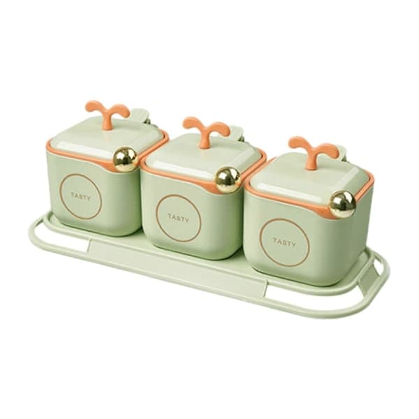 Spice Box Spice Jar Set With Lid Comes With Spice Spoon Spice Container 3-Piece Set Suitable For Kitchen Counters Food Storage