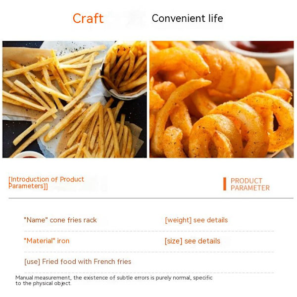 Stativ for pommes frites med dobbel juiceholder, kjegleformet, holder pommes frites, popcorn, grønnsaker, frukt og andre forretter