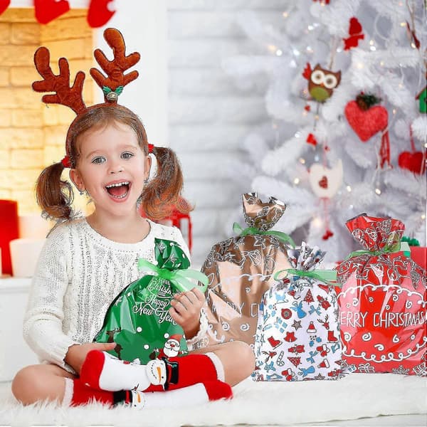 Julklappspåsar, presentförpackning, olika presentstilar, julförpackning, presentpåsar med band