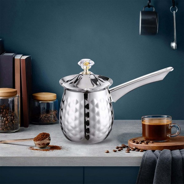 1x turkisk kaffebryggare grekisk gryta med kaffekanna för presenter--600ml/silver-
