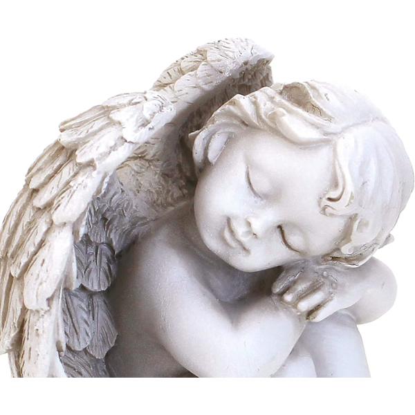 Sovande Ängel Dekorativ Figur, Set Om 2, Varje 8cm Antikvit Polystone, Vacker Sittande Skyddsängel Figur, Drömmande Ängel