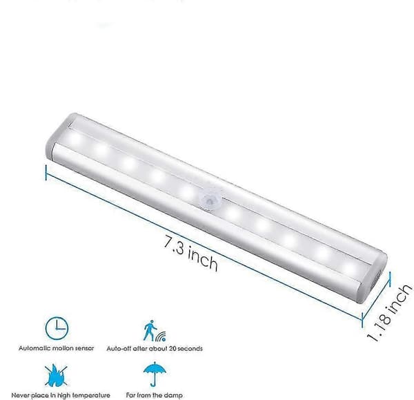 Rörelsesensor Ljusramp, (10 LED, 3-pack) Trådlös Garderobslampa