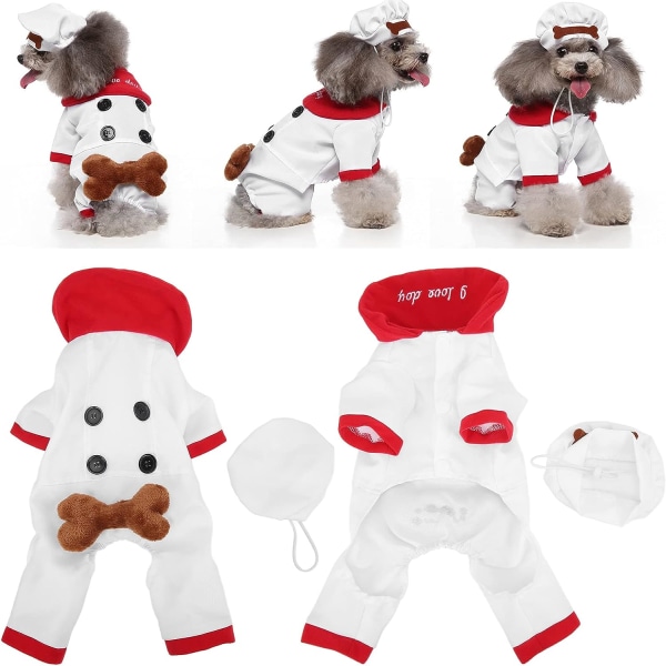 Hundeklær, kokkdesign Hundekostymedress Jul Halloween Utkledning Festklær for hunder Valp Katter