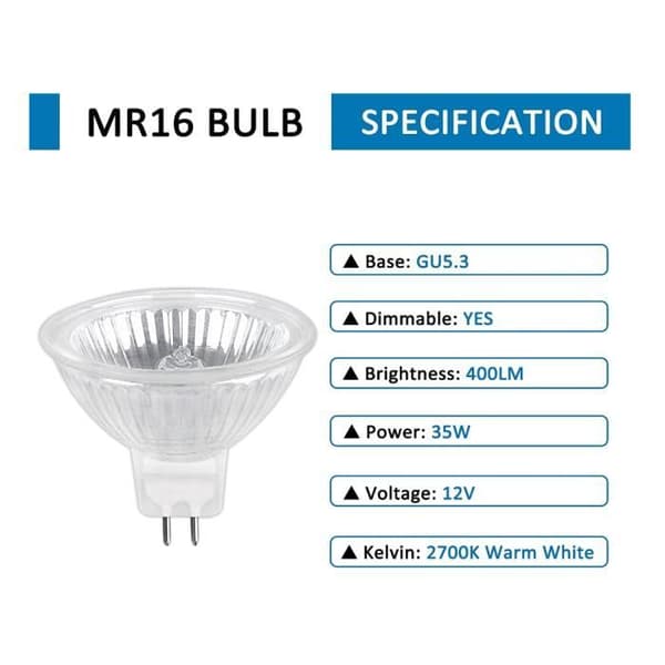 Halogenlampa - MR16 - GU5.3 - 35W - Dimbar - 6-pack - Varmvit 2700K
