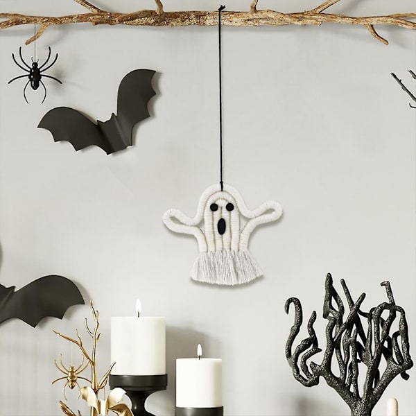 Halloween-aiheinen käsin kudottu kallo-riipus ikkuna- ja ovikoristeluun
