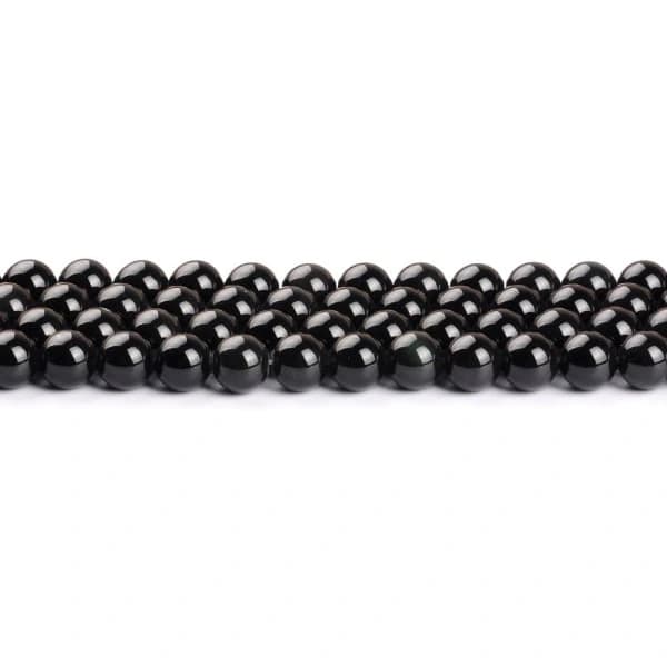 Sorte Obsidian Ædelsten Runde Løse Perler Natursten Perler til Smykkefremstilling (8MM)