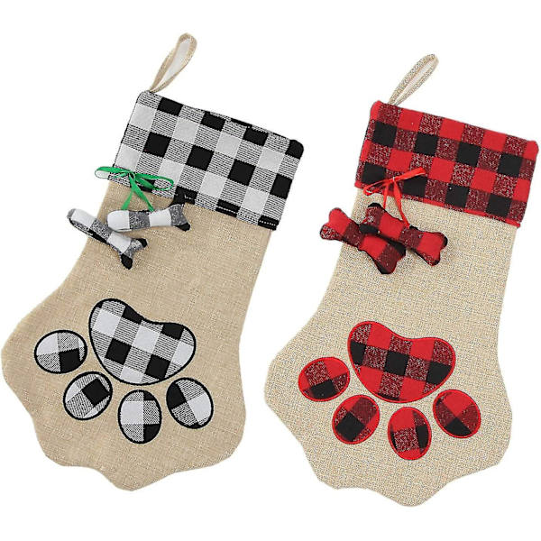 Jule Strømper Plaid Strømper 18\" Burlap Hængende Jule Strømpe, Plaid Jule Strømper Til Børn Godteposer Strømper Gaveholdende Sæt Til C