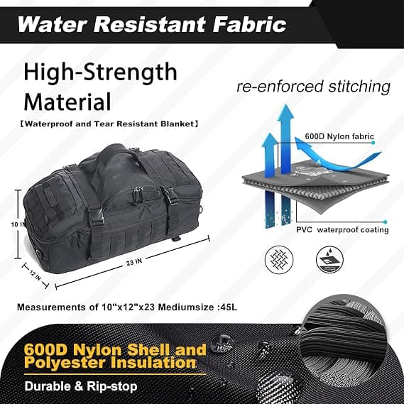 3-in-1 Military Backpack Travel Bag for Weekend, Gym, Travel, Training, Deployment