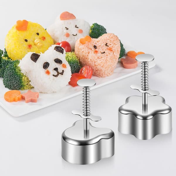2-pakning Onigiri Form Rustfritt Stål, Hjerte- og Stjerneformet Risbolleform Sett, Holdbart Sushilagingssett for Barnas Matboks og Hjemmebruk