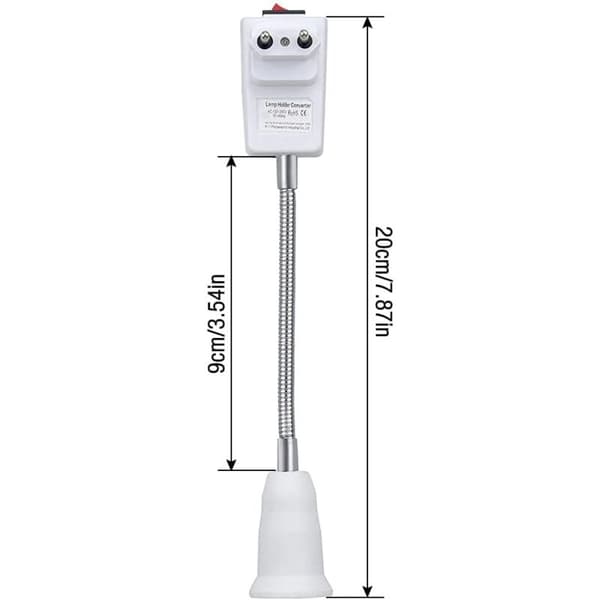 E27 Socket with Wireless Switch, 360-Degree Adjustable LED Bulb Holder for Bedside Reading Lamp (Bulb Not Included)