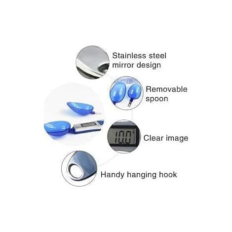 Electronic Measuring Spoon Kitchen Scale, 0.1-500g Precision, LCD Digital Display, Kitchen and Lab Use, 3 Interchangeable Spoons