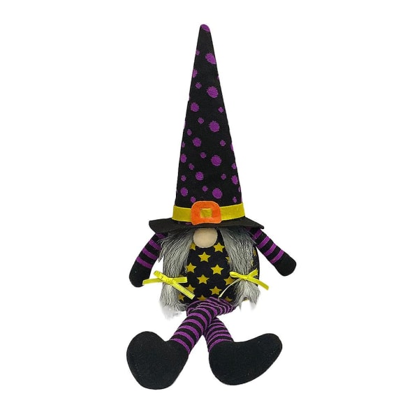 Halloween Gnome med LED-lys Lange Ben Håndlaget plysj Svensk Gnome Sittende Tomte Nordic StatueLilla