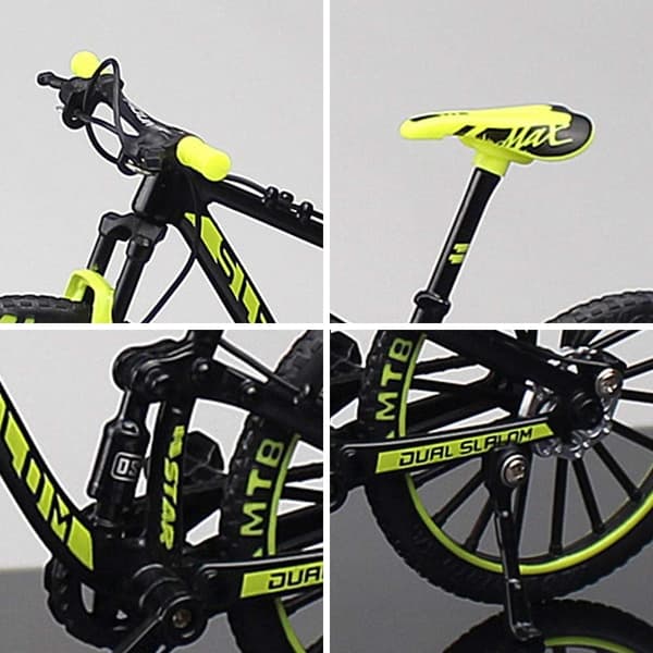Mini Downhill Mountainbike Legetøj Legering Trykstøbt BMX Finger Cykel Model til Samlinger (Sort/Grøn)