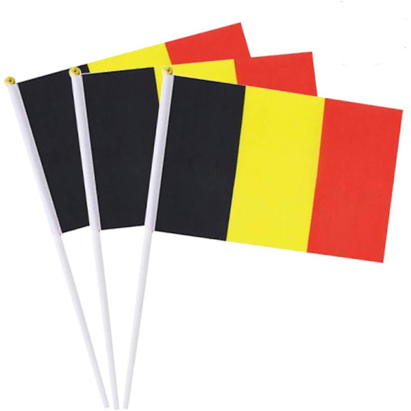 Belgien Flagga Belgisk Handhållen Liten Mini Stick Flaggor Dekorationer Internationella Länder Världsflaggor För Fest OS (20-pack)