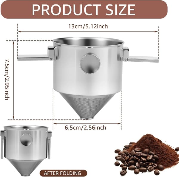 Pour Over Kaffedrypper Rustfrit Stål Kaffefilter Pour Over Kaffebrygger Sammenklappelig Kaffedrypper Kop Konisk Filter til Rejser Rustfrit Stål