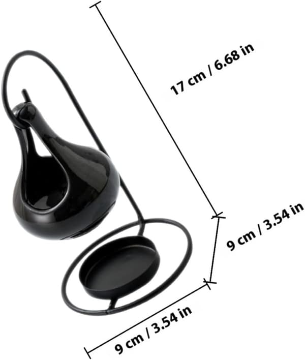 Tealight Holder Incense Burner Ceramic Essential Oil Warmer Large Capacity Smooth Surface Black