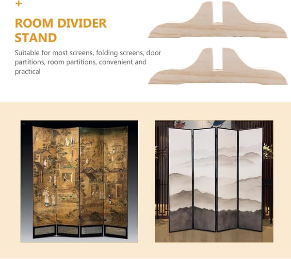 2st Household Screen Divider Stand Wooden Base Partition Holder Bracket