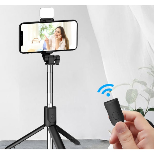 Mobiltelefonhållare Selfie Live Streaming Mobiltelefon Vertikalt stativ för (svart med ljus)