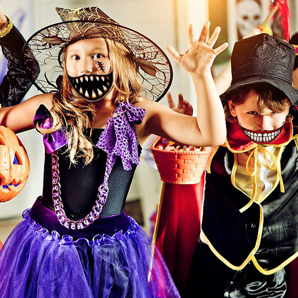 12 kpl Halloween väliaikaiset tatuoinnit - Klovni pelottava suu tatuointi tarrat juhlatarvikkeet kauhu cosplay puvut meikki tarvikkeet