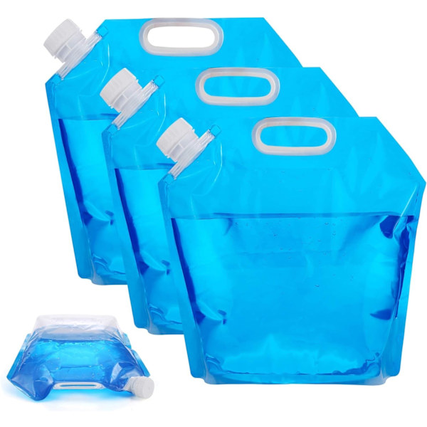 3 Pack * 5L Vikbara Vattentankar, Ryggsäck Camping Vandring Picknick BBQ Orkan Översvämning Jordbävning Nödsituationer