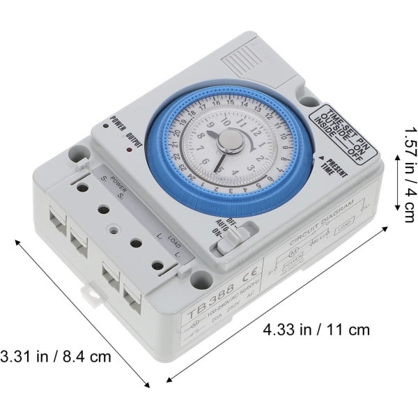 Time Timers, Mekanisk Tidskontrolkontakt 12V AC/DC Mekanisk Timer Multifunktions Timerkontakt Elektrisk Timer til Hjemmet