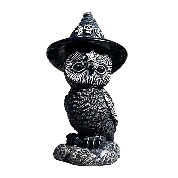 Halloween Ugle Statue Dyrestatue Magisk Ugle Harpiks Håndværk Ornament Have Dekoration