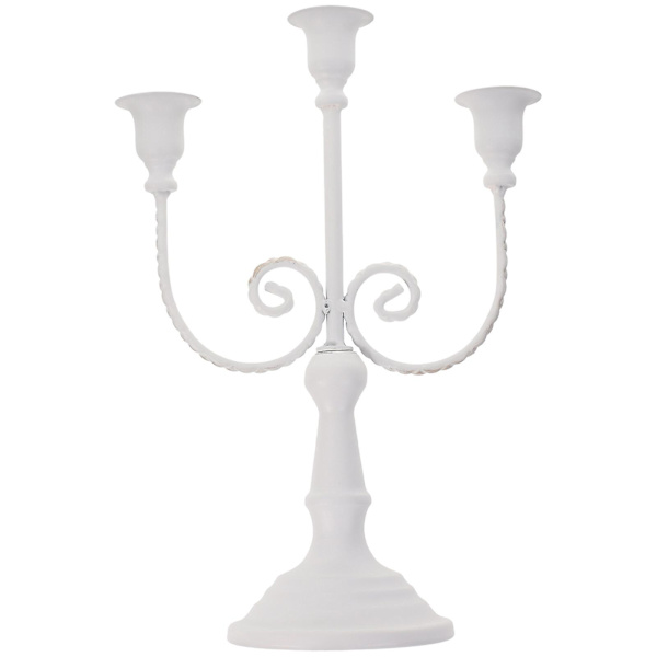 Jern Kunst Lysestake Avtakbar Lysestake Europeisk Stil 3-armet Lysestake Hvit 20x10.5x30cm
