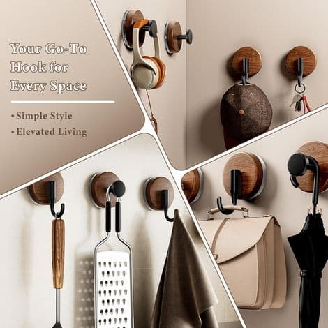 Wall Hooks, Towel Hooks, Shower Hooks, Suitable for Bathroom and Kitchen, Waterproof, Reusable (Set of 2)